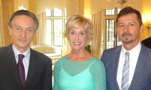 H.E. Claudio Bisogniero, Coach Kemper and Jacopo Annese, Ph.D.