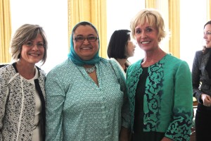 Christine Sager (Embassy of Switzerland), Mrs. Roseida Shabodien (Embassy of South Africa) and Coach Kemper.