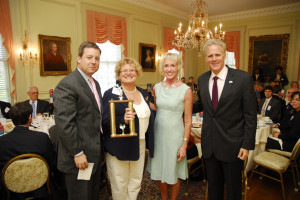 Ed Henry, CNN White House, Isreali Ambassador Michael Oren and Coach Kathy Kemper present Rev. Dr. Ceceilie Strommen a Coach's most improved award!