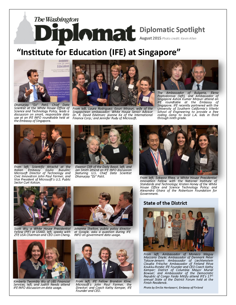 Diplomatic Spotlight August 2015 IFE INFO Patil and Bowser